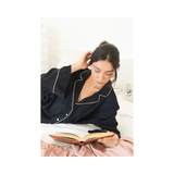 Bamboo PJ Set Black with Pink Piping | Design for the PPL