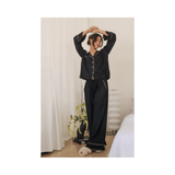 Bamboo PJ Set Black with Pink Piping | Design for the PPL