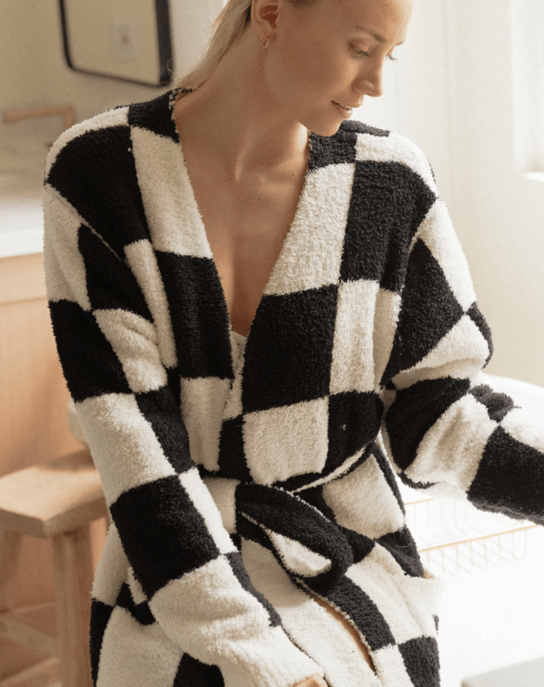 Black Luxe Checkered Robe | Design for the PPL