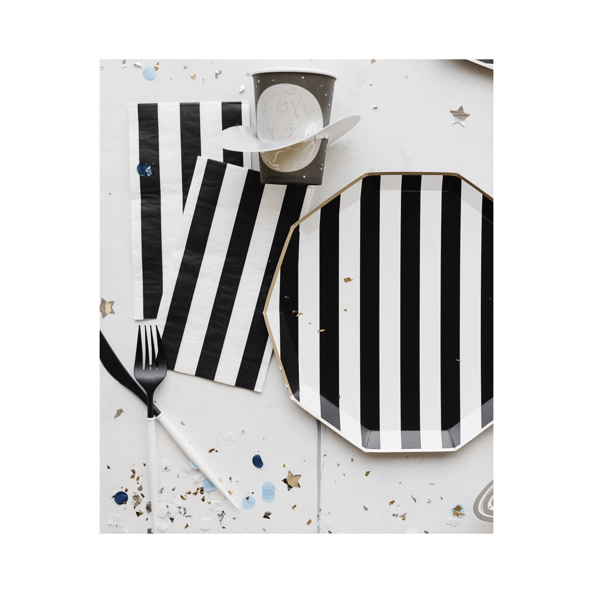 Black Noir Cabana Stripe Party Napkins | Design for the PPL