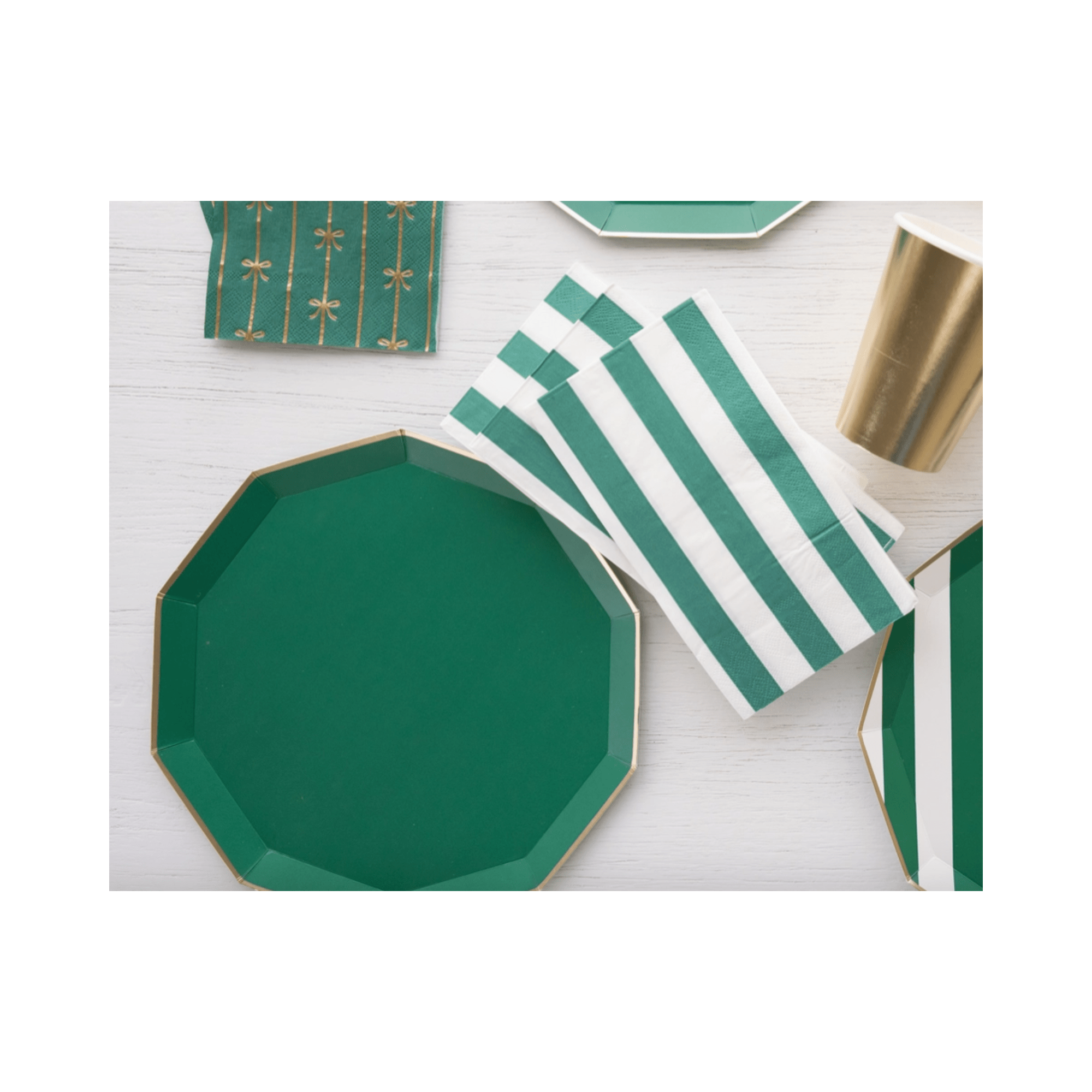 Emerald Green Cabana Stripe Party Napkins | Design for the PPL