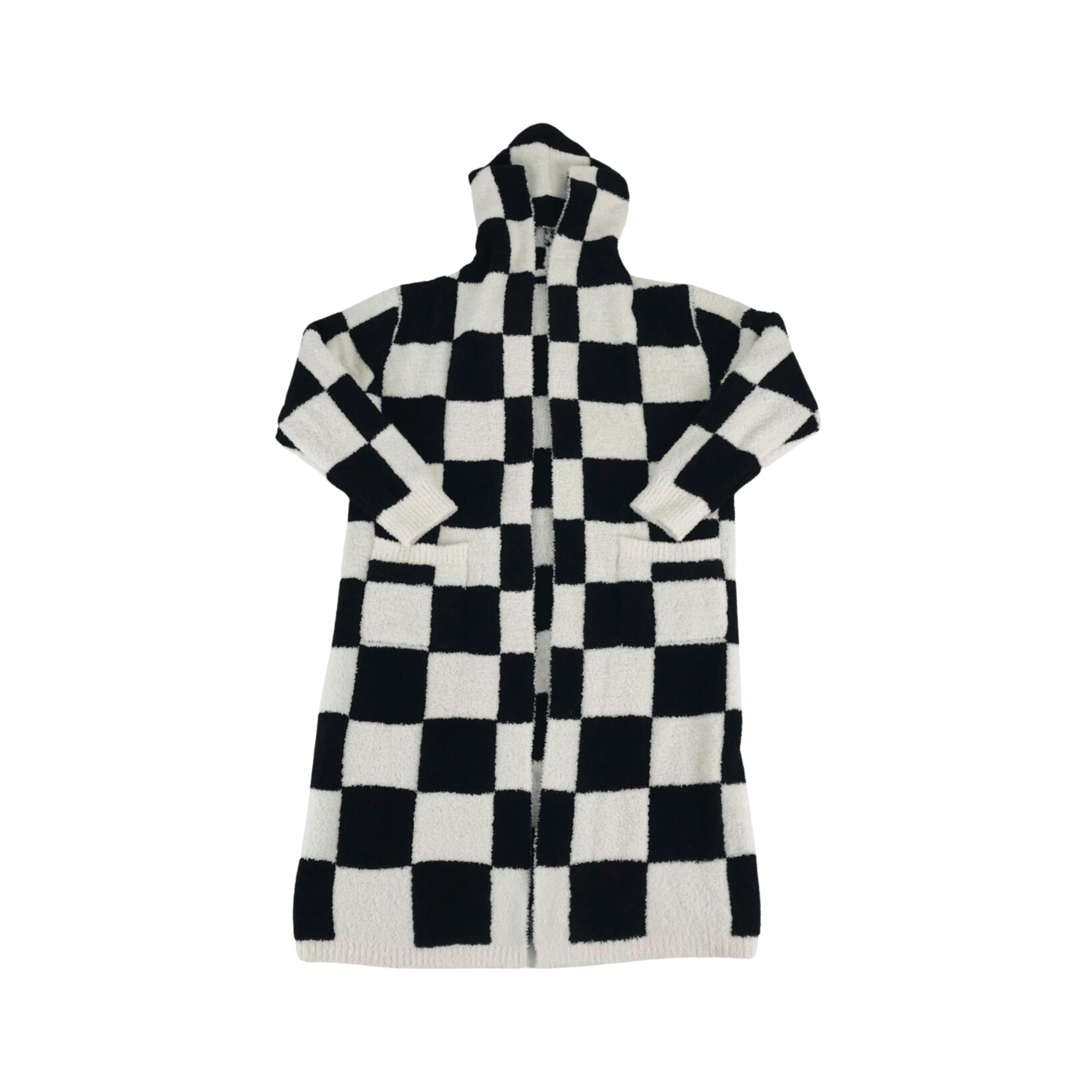 Hooded Black Luxe Checkered Robe | Design for the PPL