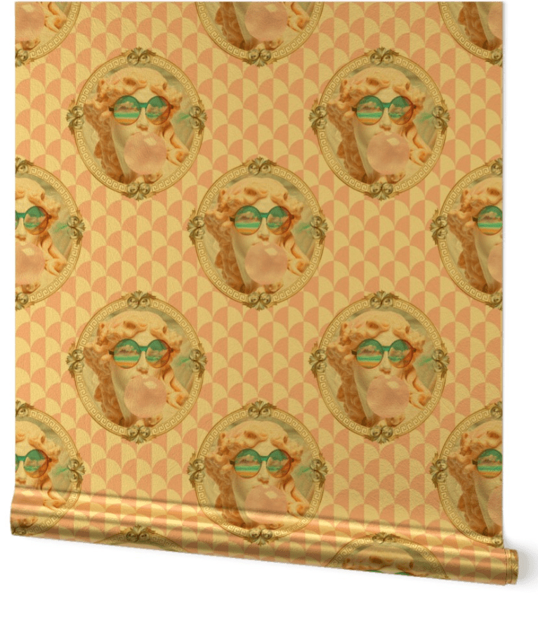 Roman Goddess Metallic Gold Luxe Venus Pink Wallpaper | Design for the PPL