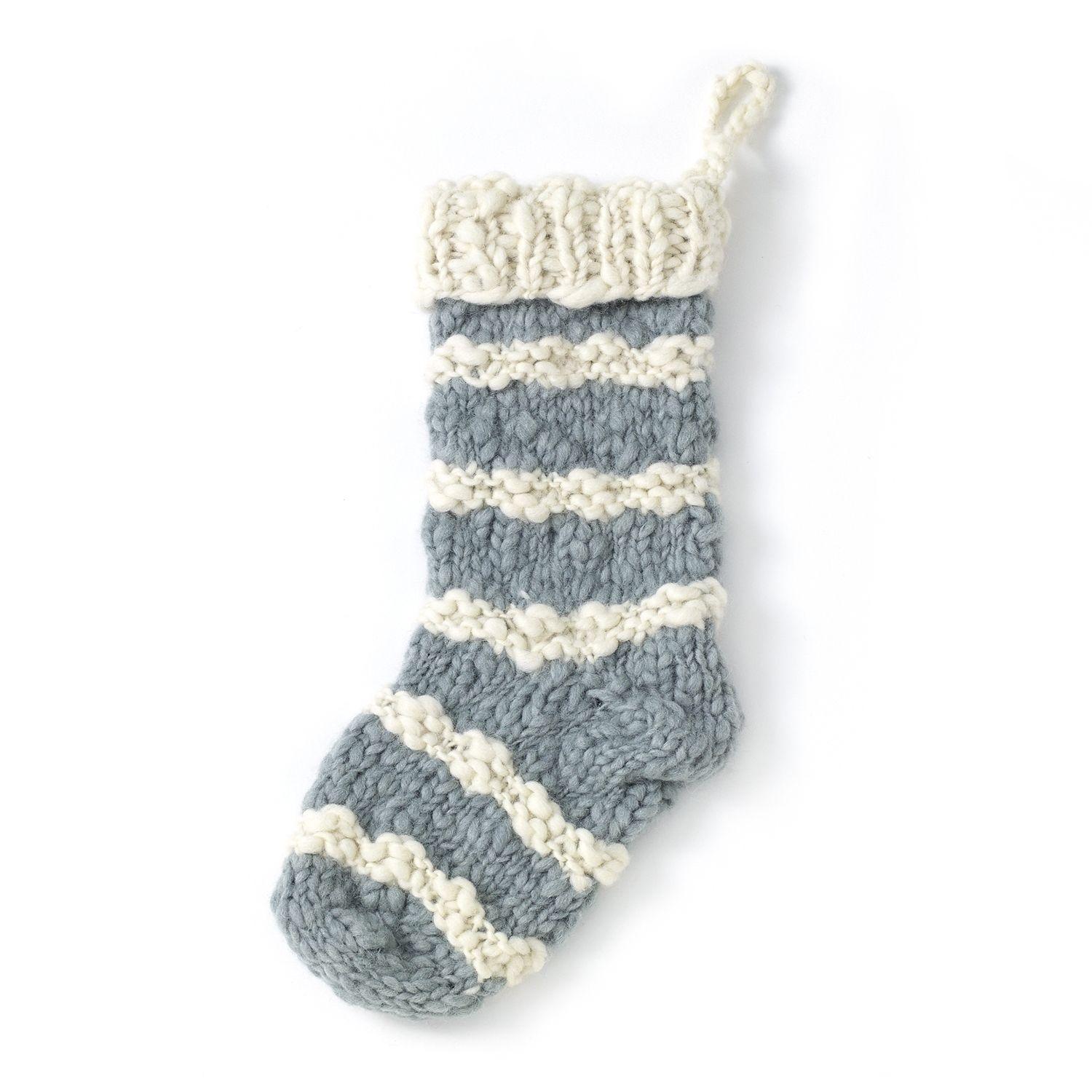 Stripe Hand Knit Stocking - 7"x 18.5" | Design for the PPL