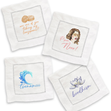 White Lotus Linen Cocktail Napkin Set