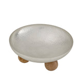 Temari Hammered Silver Footed Round Nut Bowl