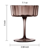 Flower Wave Coupe Cocktail Glasses | Set of 6 | Venus Brown