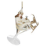 Skier Gal in Martini Christmas Ornament