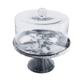 Lucente Black & White Resin Cake Stand & Dome