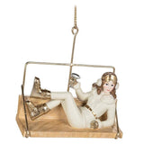 Skier Gal on Lift Ornament