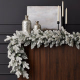 Shadow Woods Flocked Spruce 9ft Pre-lit Garland (plug in)