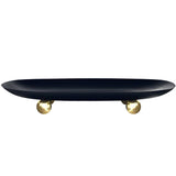 Temari Black and Gold Footed Oval Platter