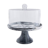 Lucente Black & White Resin Cake Stand & Dome