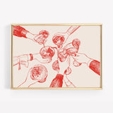 Red Cheers Hands Art Print