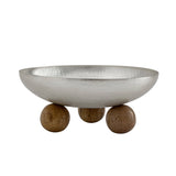 Temari Hammered Silver Footed Round Nut Bowl