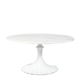 Flute Table 60" White Marble Top w/34" White Base