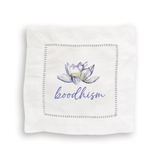 White Lotus Linen Cocktail Napkin Set