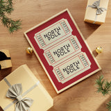 North Pole Ticket Red Art Print