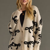 Tan & Black Bow Cardigan