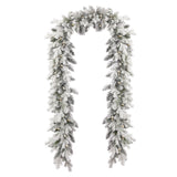 Shadow Woods Flocked Spruce 9ft Pre-lit Garland (plug in)