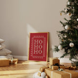 Red Ho Ho Ho Cross Stitch Art Print