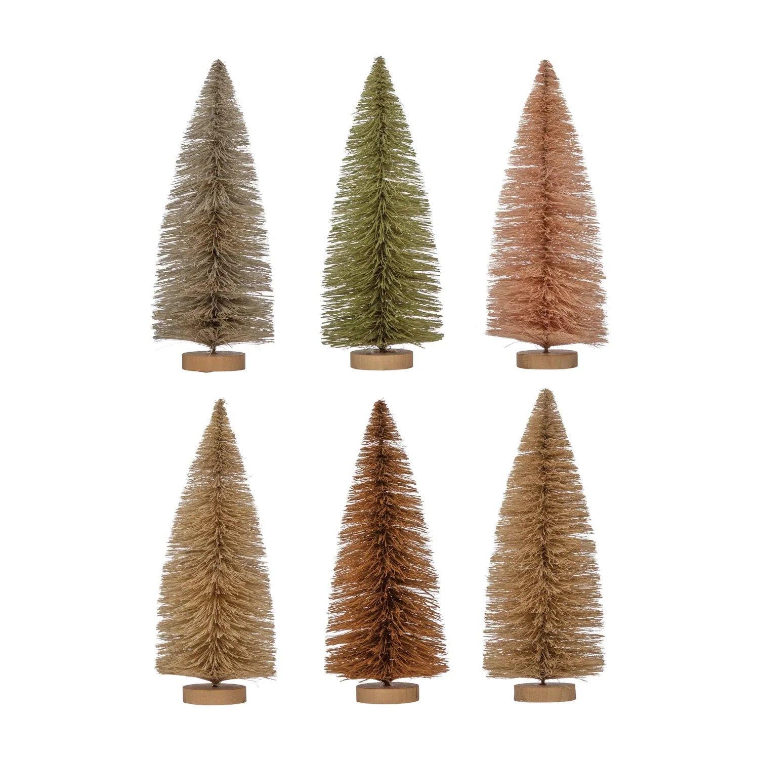 9"H Sisal Bottle Brush Tree w/ Wood Base - Various Colors | Design for the PPL
