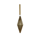 Antique Ribbed Rhombus Ornament - Matt Antique Gold