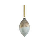 Ribbed Two-Toned Glass Tear Drop Shaped Ornament - Matte White and Gold - 5.5"
