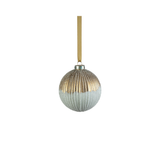 Ribbed Two-Toned Glass Ball Ornament - Matte White and Gold - 4"