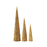 Gold Wire Lace Cone Trees S/3