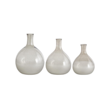 Gray Glass Rounded Long Neck Bottles S/3