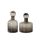 Transparent Glass Vases w/Glass Ball Stoppers S/2