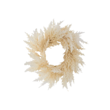 Flocked Cream Pampas Grass Candle Ring/Wreath 16"