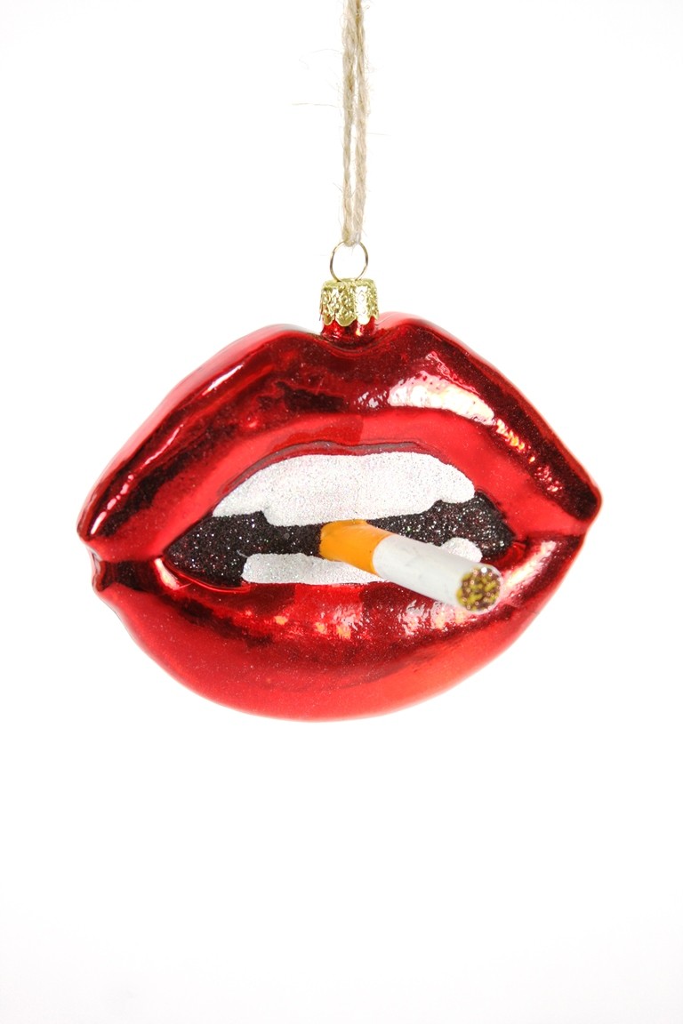 Lip with Cig Ornament by Cody Foster