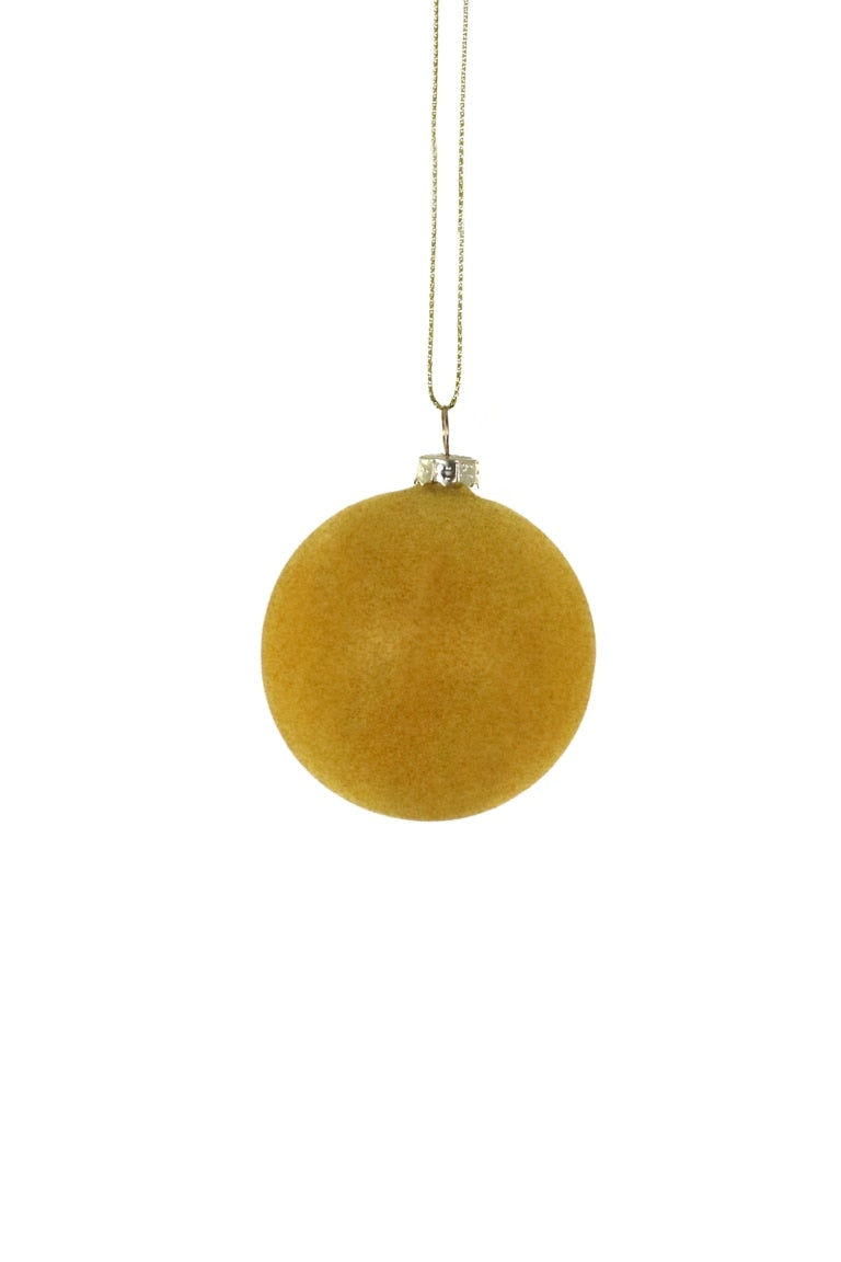 Small Crushed Velvet Ball Ornament (Mustard) by Cody Foster