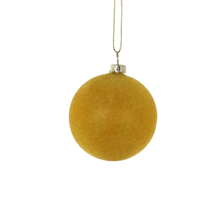 Small Crushed Velvet Ball Ornament (Mustard) by Cody Foster