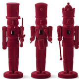 Wood Burgundy Velvet Nutcrackers S/3