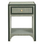Cotton Jute 1-Drawer Nightstand in green stripes