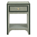 Cotton Jute 1-Drawer Nightstand in green stripes
