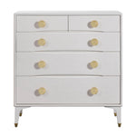 Divine White 5-Drawer Chest with brass handles