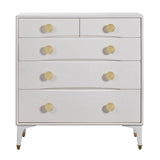 Divine White 5-Drawer Chest with brass handles