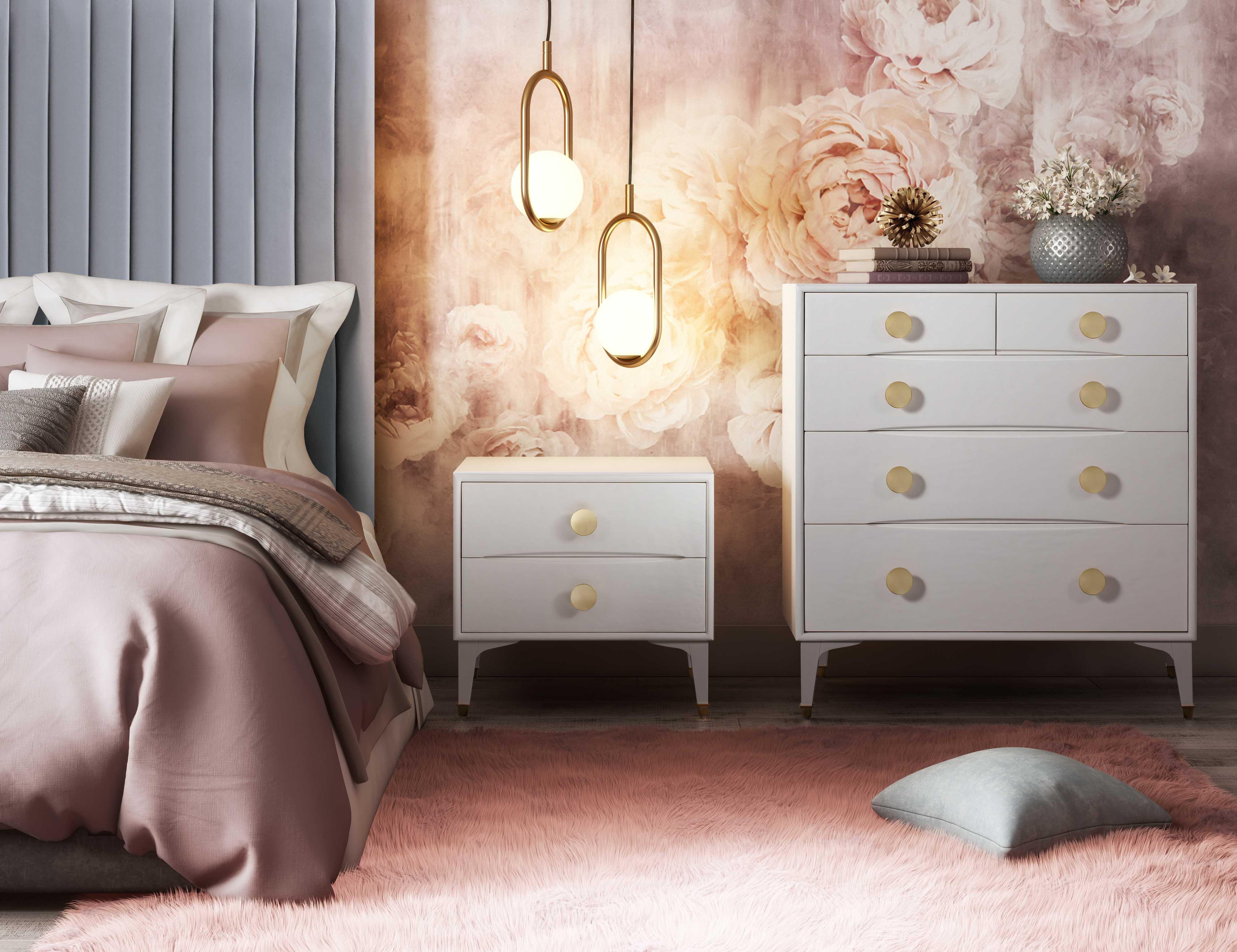 Divine White 5-Drawer Chest, alternate view