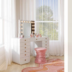 Hollywood White Desk with Vanity Mirror, alternate view
