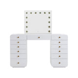Hollywood White Desk with lighted vanity mirror