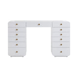 Hollywood White Desk with Vanity Mirror, detail