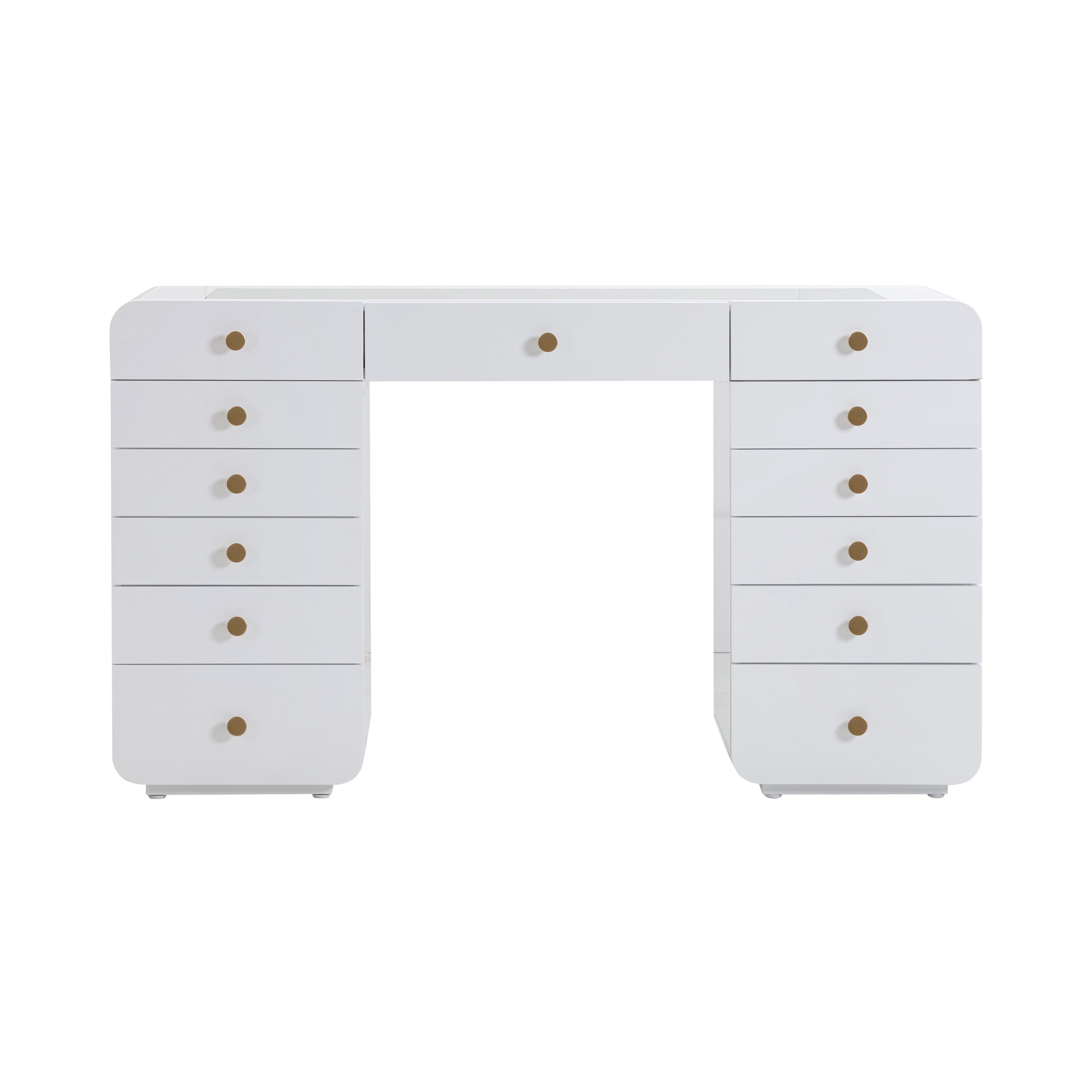 Hollywood White Desk with Vanity Mirror, detail
