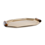 Octagon Alloy Tray with Horn Handles - Polished Gold - 11 in