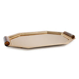 Octagon Alloy Tray with Horn Handles - Polished Gold - 17 in