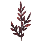 Glitter Bay Leaf Spray 29" - Burgundy