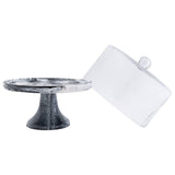 Lucente Black & White Resin Cake Stand & Dome